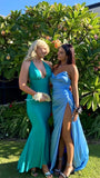 Blue Mermaid Long Prom Dress, Bodycon Evening Gown , HZ0307