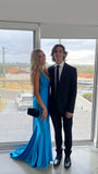 Blue Mermaid Long Prom Dress, Bodycon Evening Gown , HZ0307