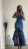 Blue Prom Dresses, Strapless Evening HZ0307