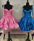 Blue Sequin Homecoming Dresses A-Line Sweetheart Mini Hoco Dress, HZ0307