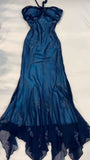 Blue Lace Appliques Chiffon Long Evening Prom HZ0307