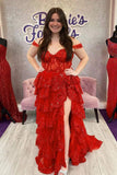 Blush Pink Off The Shoulder Sequin Lace Ruffle Prom HZ0307