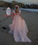 Blush Pink Organza Split Evening Prom HZ0307