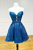 Bowknot Sleeveless A-Line Homecoming Dresses, HZ0307