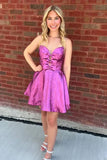 Bowknot Sleeveless A-Line Homecoming Dresses, HZ0307