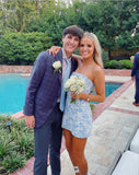 Bravo Floral Print Homecoming Dresses Strapless Mini Party Gown, HZ0307