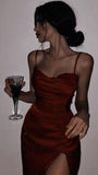 Burgundy Spaghetti Straps Homecoming Dress, Knee Length Mini Party HZ0307