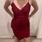 Burgundy V-Neck Tight Homecoming Dresses, HZ0307