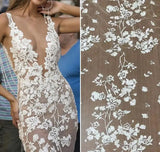 Champagne Mermaid Lace Wedding Dresses Tulle Backless Bridal HZ0307