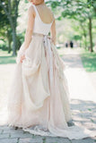 Champagne White Chiffon Floor Length Wedding HZ0307