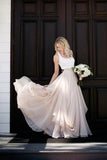 Champagne White Chiffon Floor Length Wedding HZ0307