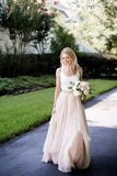 Champagne White Chiffon Floor Length Wedding HZ0307