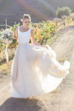 Champagne White Chiffon Floor Length Wedding HZ0307