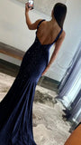 Charming V-Neck Mermaid Prom Dresses Pearl Beaded Evening Party HZ0307