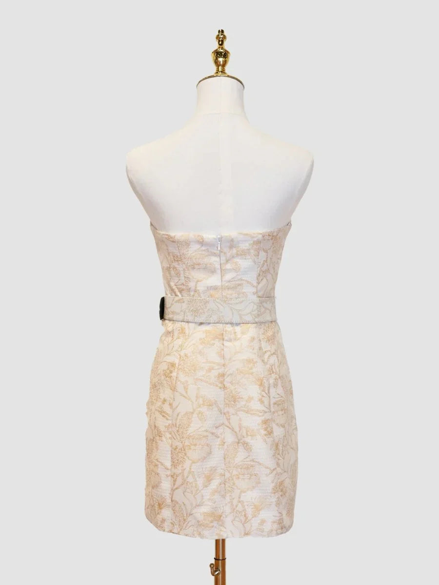 Strapless Floral Sheath Homecoming Dress Short Prom Party HZ0307