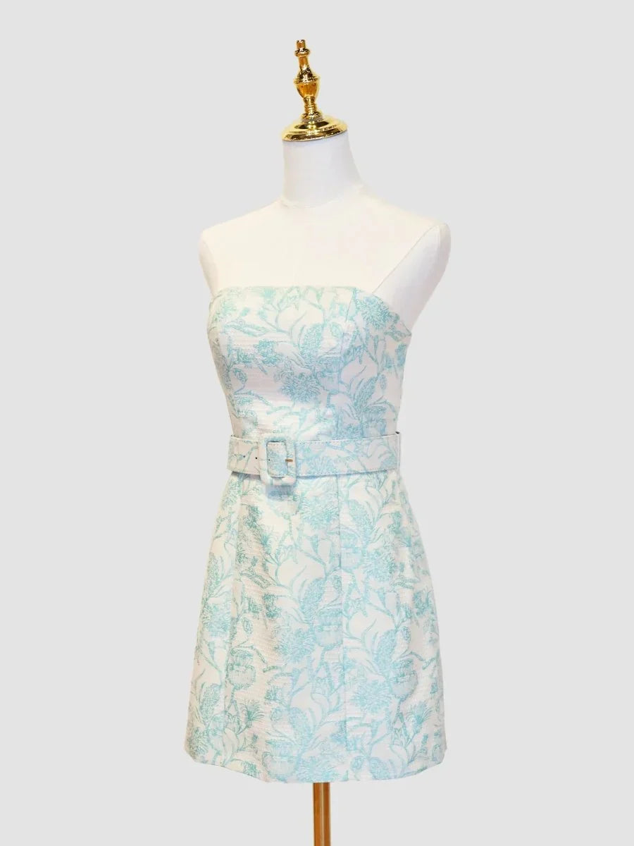 Strapless Floral Sheath Homecoming Dress Short Prom Party HZ0307