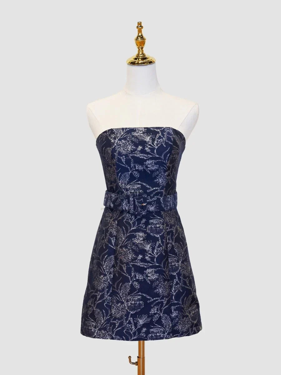Strapless Floral Sheath Homecoming Dress Short Prom Party HZ0307