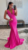 Charming V-Neck Mermaid Prom Dresses Pearl Beaded Evening Party HZ0307
