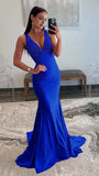 Charming V-Neck Mermaid Prom Dresses Pearl Beaded Evening Party HZ0307