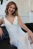 Charming V-Neck Mermaid Prom Dresses Pearl Beaded Evening Party HZ0307