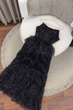 Cheap Prom Dresses Ruffle Sequin Tulle A-line Party Dress Strapless Formal HZ0307