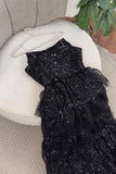 Cheap Prom Dresses Ruffle Sequin Tulle A-line Party Dress Strapless Formal HZ0307