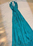 Chic Mermaid Spaghetti Straps Pink Satin Evening Dress Long Prom HZ0307