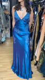 Chic Mermaid Spaghetti Straps Pink Satin Evening Dress Long Prom HZ0307