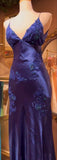 Chic Mermaid Spaghetti Straps Pink Satin Evening Dress Long Prom HZ0307