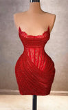 Chic Red Lace Homecoming Dresses Mini Party Gown, HZ0307