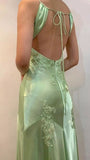 Chic Mermaid Spaghetti Straps Pink Satin Evening Dress Long Prom HZ0307