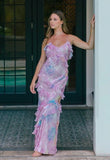 Classic Ruffle Sheath Long Prom Dress Open Back Party HZ0307