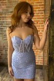 Classic Sequin Bodycon Homecoming Dresses Hot Pink Cocktail Dress, HZ0307