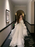 Classic White High Low Party Dress Chiffon Princess Homecoming Dress HZ0307