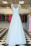 Classic White Organza A-Line Prom Dresses Long Evening Party Dress, HZ0307