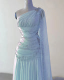 Classy A Line One Shoulder Pink Chiffon Evening Gown Prom Dresses , HZ0307