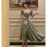 Classy A Line Sweetheart Blue Satin Prom Dresses Birthday Outfits Evening Gown , HZ0307