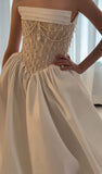 Classy Ivory Beaded Satin Wedding Dresses, HZ0307