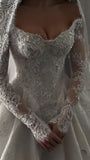 Ivory Long Sleeve Wedding Dress - Off Shoulder Ball Gown with HZ0307