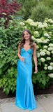 Classy Spaghetti Strap Sleeveless Mermaid Satin Long Prom Dresses HZ0307