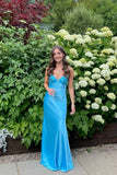 Classy Spaghetti Strap Sleeveless Mermaid Satin Long Prom Dresses HZ0307