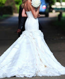 Classy White Mermaid Wedding Dress, Sleeveless Bridal HZ0307