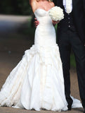 Classy White Mermaid Wedding Dress, Sleeveless Bridal HZ0307