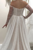 Classy White Pearl Wedding Dresses Pleated A-line Bridal HZ0307