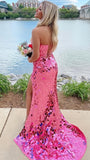 Classy Strapless Mermaid Party Dress, Mirror Glasses Senior Prom HZ0307