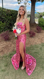 Classy Strapless Mermaid Party Dress, Mirror Glasses Senior Prom HZ0307