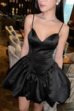 Cloud Skirt Spaghetti Straps Homecoming Dresses Satin Mini Cocktail HZ0307