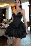 Cloud Skirt Spaghetti Straps Homecoming Dresses Satin Mini Cocktail HZ0307