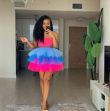 Colorful Ruffle Homecoming Dresses Tulle Mini Party Gown, HZ0307