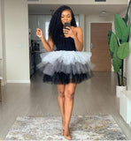 Colorful Ruffle Homecoming Dresses Tulle Mini Party Gown, HZ0307